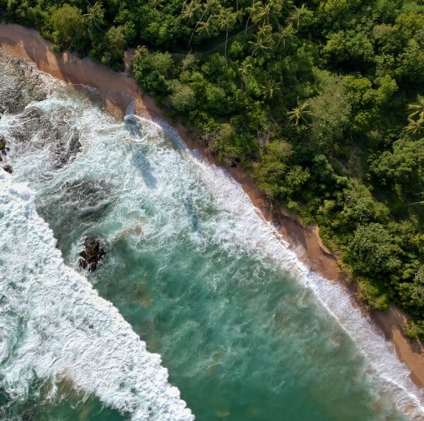 aerial beach view in unawatuna sri lanka
