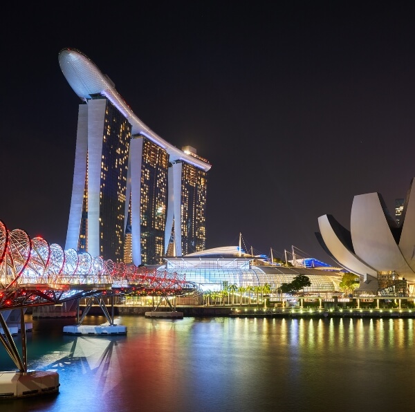 beautiful night view of marina bay sands singapore